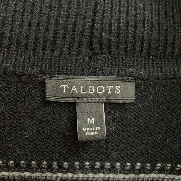 TALBOTS lambswool blend black and white Aztec print open front cardigan.  M - Picture 6 of 6